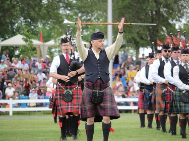 Some of the participants in the Massed Pipe Bands. Photo on Saturday, July 30, 2022, in Maxville, Ont. Todd Hambleton/Cornwall Standard-Freeholder/Postmedia Network