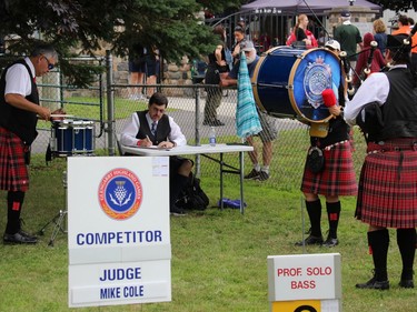 Members of the Peel Regional Police Band at a judging area near the arena. Photo on Saturday, July 30, 2022, in Maxville, Ont. Todd Hambleton/Cornwall Standard-Freeholder/Postmedia Network