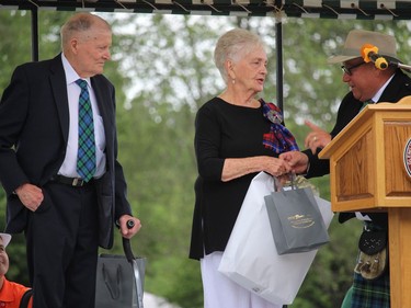 Guests of honour Jim and Jean Campbell at the opening ceremonies. Photo on Saturday, July 30, 2022, in Maxville, Ont. Todd Hambleton/Cornwall Standard-Freeholder/Postmedia Network