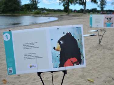 The SDG Library installed a StoryWalk at Iroquois Beach Day on Friday August 12, 2022 in South Dundas, Ont. Shawna O'Neill/Cornwall Standard-Freeholder/Postmedia Network