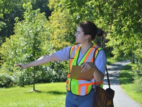 City of Cornwall's green infrastructure research assistant Kimberly Bray hosting the Riparian Restoration Walking Tour on Sunday August 14, 2022 in Cornwall, Ont. Shawna O'Neill/Cornwall Standard-Freeholder/Postmedia Network