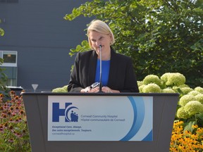 Sylvia Jones, Deputy Premier and Minister of Health announced a $600,000 investment in a Safe Bed Program in Cornwall, standing outside of the Cornwall Community Hospital on Wednesday August 17, 2022 in Cornwall, Ont. Shawna O'Neill/Cornwall Standard-Freeholder/Postmedia Network