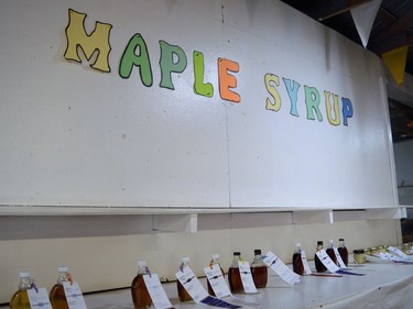 Some of the maple syrup entries in the Exhibition Hal at the Chesterville Fair on Sunday August 28, 2022 in Chesterville, Ont. Shawna O'Neill/Cornwall Standard-Freeholder/Postmedia Network
