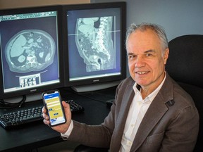 Handout/Cornwall Standard-Freeholder/Postmedia Network
A Cornwall Community Hospital photo of chief of staff and radiologist Dr. Anastasios Boubalos showing the MyChart app on his cellphone.