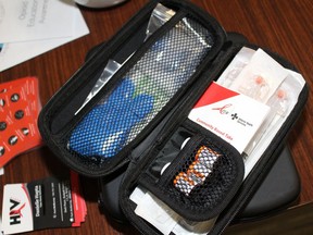 A naloxone kit on display at an International Overdose Awareness Day event at the Redpoll Centre on Frday, August 31, 2018. Vincent McDermott/Fort McMurray Today/Postmedia Network ORG XMIT: POS1810191618201907