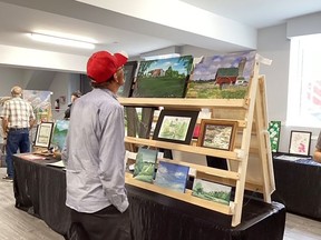 Members of the public were invited to view 83 submitted works from 39 artists in the Plein Air Festival art show and sale on July 24 at the Hanover Civic Centre community hall.
