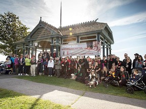 Walkers supporting Myeloma Canada gather in 2021 at Newlands Pavilion for the third annual Kingston Multiple Myeloma March.