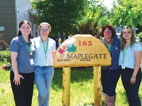 Photo by KEVIN McSHEFFREY
Jaurdyn Clement, Allyson Gibson, Theresa Hiuser (interim executive director) and Abby Stencill are four of the staff who work at Maplegate House Women’s Shelter.
