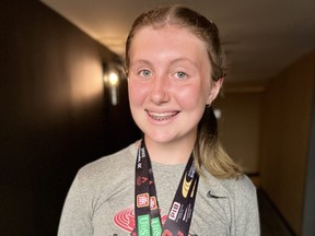 Emma Negri of Blenheim, Ont., won two bronze medals at the 2022 Legion national youth track and field championships in Sherbrooke, Que. (Contributed Photo)