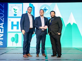 Denys Elliot, President of the Chalk River chapter of the North American Young Generation in Nuclear, accepts the award for 'Top Chapter' in North America at the Nuclear Energy Institute's annual National Energy Assembly. Photo provided by Globe Newswire