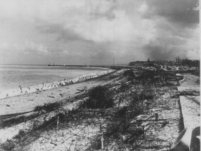 The beach after the Canadian ill-fated raid on Dieppe, France. German personnel photo