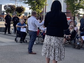 Security officers starting 24 hour foot patrols in Grande Prairie next week were on hand at the Farmer's Market meeting Aug. 15 to hear concerns.