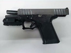 Two Sarnia residents and a youth from the Greater Toronto Area are being held in jail on weapons charges after Sarnia police say they seized an untraceable homemade gun while raiding a Sherwood Village home on Friday, Aug. 5, 2022. (Sarnia police)