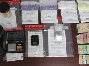 Drugs and cash were seized during a traffic stop in Sarnia Friday, Sarnia police say. (Submitted)