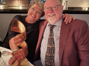 My Top Drawer owners Lisa and David Robinson celebrate after their business was named best lingerie store in Canada at the Best of Intima Awards held in New York City on the Civic Holiday weekend. CONTRIBUTED