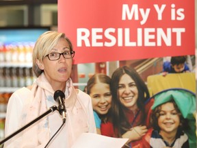Helen Francis, president and CEO of the YMCA of Northeastern Ontario, takes part in a funding announcement for the YMCA of Northeastern Ontario in Sudbury, Ont. on Wednesday August 3, 2022. John Lappa/Sudbury Star/Postmedia Network