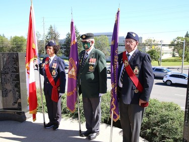 A Colour Party takes part in a memorial service honouring Canadian soldiers who served in the Afghanistan conflict at the Cooperative Funeral Home in Sudbury, Ont. on Tuesday August 9, 2022. John Lappa/Sudbury Star/Postmedia Network
