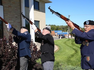 Members of the Sgt. Charles Golden Silver Star Rifles take part in a memorial service honouring Canadian soldiers who served in the Afghanistan conflict at the Cooperative Funeral Home in Sudbury, Ont. on Tuesday August 9, 2022. John Lappa/Sudbury Star/Postmedia Network