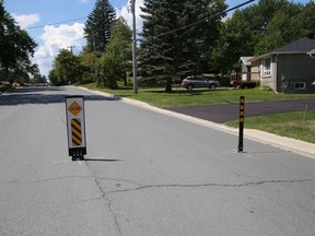 Traffic-calming bollards located along Robinson Drive. They were placed in mid-August. Ward 12 candidate Jeff MacIntyre questions the value of the bollards program.