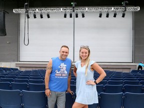 Tom Diavolitsis, owner of Boss Hog's BBQ, and Kelsey Cutinello, lead organizer for Sudbury Ribfest, pose for a photo at Grace Hartman Amphitheatre in Bell Park in Sudbury on Wednesday, August 31, 2022, where the event will be held this coming Friday to Sunday. Ben Leeson/The Sudbury Star/Postmedia Network