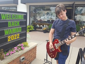 Rylan Anderson, 12, provides some entertainment in downtown Wallaceburg during WAMBO.  Trevor Terfloth/Postmedia