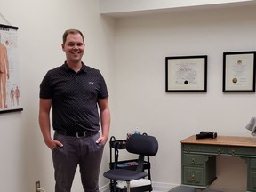Austin Van Heck, a native of Glencoe, has opened Van Heck Chiropractic and Rehabilitation in the former PUC building at 168 Main St., West Lorne. Larry Schneider photo