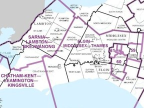 A federal government commission has proposed new riding boundaries for Ontario, including changes to ridings and the names of ridings in Southwestern Ontario.  (Handout/Postmedia Network)