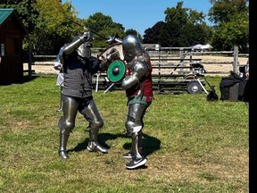 Jeremy Seguin (left) battles a member of the Company of Egr Grey Guard.
