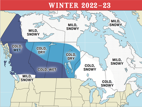 The Old Farmer’s Almanac is predicting a cold and snowy winter for Ontario this year.