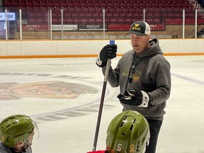 Battalion assistant coach Scott Wray making sure the players are razor sharp during training camp.