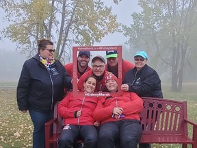 Team M&M, comprised of Charlotte, Richard and Charlene Preston, as well as Joleen Scott, Grand Minifie, Julie Zakrevsky and Nathan Morrison, will be taking part in the annual Kidney March Sept. 9-11, walking 100km over the three days from Kananaskis to Calgary. Team M&M photo