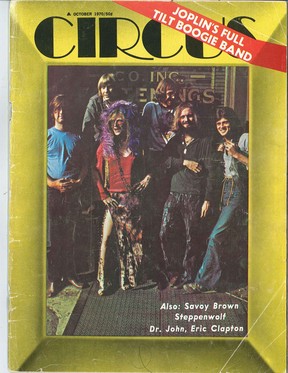 Stratford guitarist John Till is seen here on the cover of the October 1970 edition of Circus with fellow members of Janis Joplin's Full Tilt Boogie Band.  Photo provided by Stratford Perth Museum