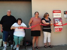 From left, Rick and Claire Pecore, Nancy Kelly, Denise Acker and Mayor Glen Grant officially launched the SaveStation defibrillator unit at Riverdale Park on Saturday September 10, 2022 in Cornwall, Ont. Greg Peerenboom/Special to the Cornwall Standard-Freeholder/Postmedia Network