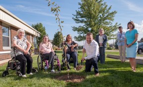 A tree planting at Knollcrest Lodge in Milverton was part of the long-term care home's 50th anniversary celebrations on Saturday.  Knollcrest's board chair, Chris Donnelly had the honours.  He was joined by residents Marlene Wick (left), Jackee Dodkin, and Deb Shwydiuk, as well as chief executive Sarah Tutti, long-term care consultant Heather Preston, and Louise Procter Maio, acting chair of the home's family council.  Chris MontaniniStratford Beacon Herald