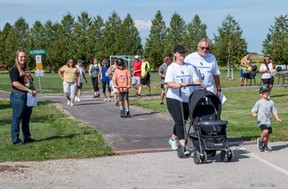 Participants in a walk-a-thon in Milverton on Saturday helped raise funds for Knollcrest Lodge, the local long-term care home also celebrating its 50th anniversary on the weekend.  Chris MontaniniStratford Beacon Herald