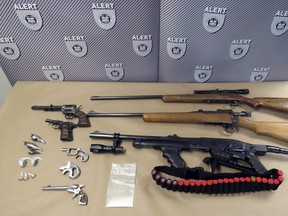 Police seized these items recently from Vulcan-area residences following a lengthy investigation. A Vulcan resident now faces numerous charges.