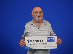 Daniel Young of Chatham won $100,000 with his Encore numbers on his Lotto 6/49 ticket. (Handout/Postmedia Network)