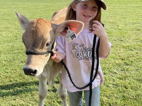 Meghan McConnell, 5, and her calf Primrose were an adorable pair at the Kincardine Fall Fair on Sept. 3. Photo by Kelly Kenny/Kincardine News.