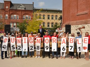 The United Way Perth-Huron announced its 2022-2023 fundraising-campaign goal of $2,289,671 during a campaign-launch event in Stratford's Market Square Friday afternoon. (Galen Simmons/The Beacon Herald)