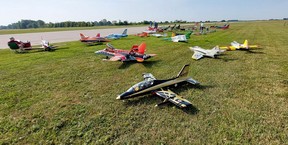 These are some of the radio-controlled model airplanes that took to the air at the Chatham-Kent Municipal Airport on Saturday during ThunderThrust. PHOTOEllwood Shreve/Chatham Daily News.