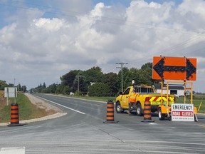 OPP continue to investigate a sudden death along Highway 40 just north of Chatham on Monday. The road was closed between Pine Line and Eberts Line. (Trevor Terfloth/The Daily News)