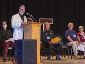 Peter Wyatt, a Pauline Johnson Collegiate graduate from the Class of 1962 announced an annual scholarship and other financial support for the school’s programs on Thursday September 22, 2022 in Brantford.