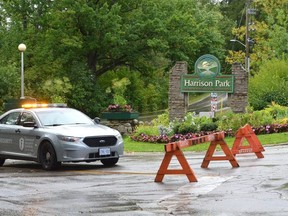 Harrison Park was blocked off to vehicles and pedestrians on Thursday, September 22, 2022.