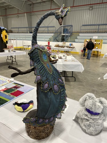 Joan Livingston of Lucknow earned one of the top prizes for this artistic rendition of a peacock. Photo by Kelly Kenny/Lucknow Sentinel.