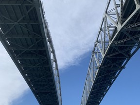 The Blue Water Bridge, looking from Point Edward, Ont. to Port Huron, Mich., on Sunday, Sept. 18, 2022. Peter Epp/Postmedia