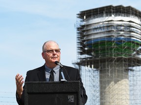 Tim Sunderland, general manager of the Chatham-Kent Public Utilities Commission, speaks near the Wallaceburg water tower, which has undergone a rehabilitation, on Sept. 16. Tom Morrison/Chatham This Week