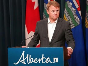 Tyler Shandro, Minister of Justice and Solicitor General, speaks to media at a press conference where he outlined plans saying Alberta would be challenging the federal firearms confiscation program on Monday, September 26, 2022. Dean Pilling/Postmedia