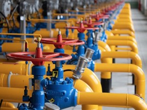 Pipework inside a gas collect point of the Kasimovskoye underground gas storage facility, operated by Gazprom PJSC, in Kasimov, Russia. Andrey Rudakov/Bloomberg