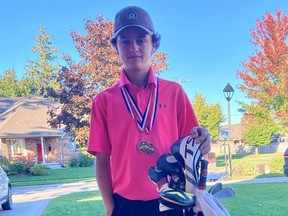 Stratford's Rylan Hall, a St. Mike's student, won WOSSAA golf gold and earned bronze with his teammates.