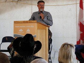 Livingstone-Macleod MLA, Roger Reid, spoke at the PEAKS Campus grand opening on Sept. 28.